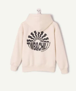 Sweat garçon droit écru imprimé