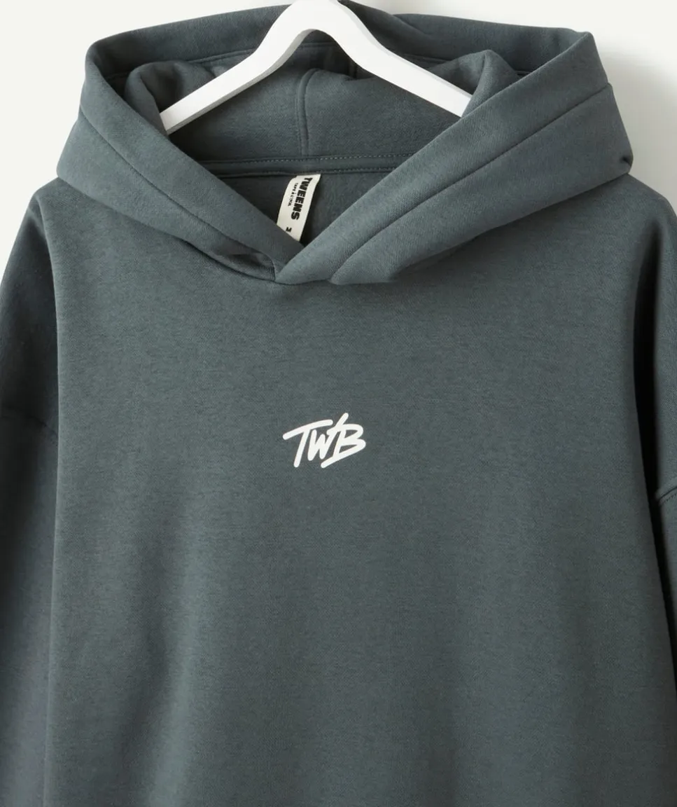 Sweat garçon droit kaki imprimé