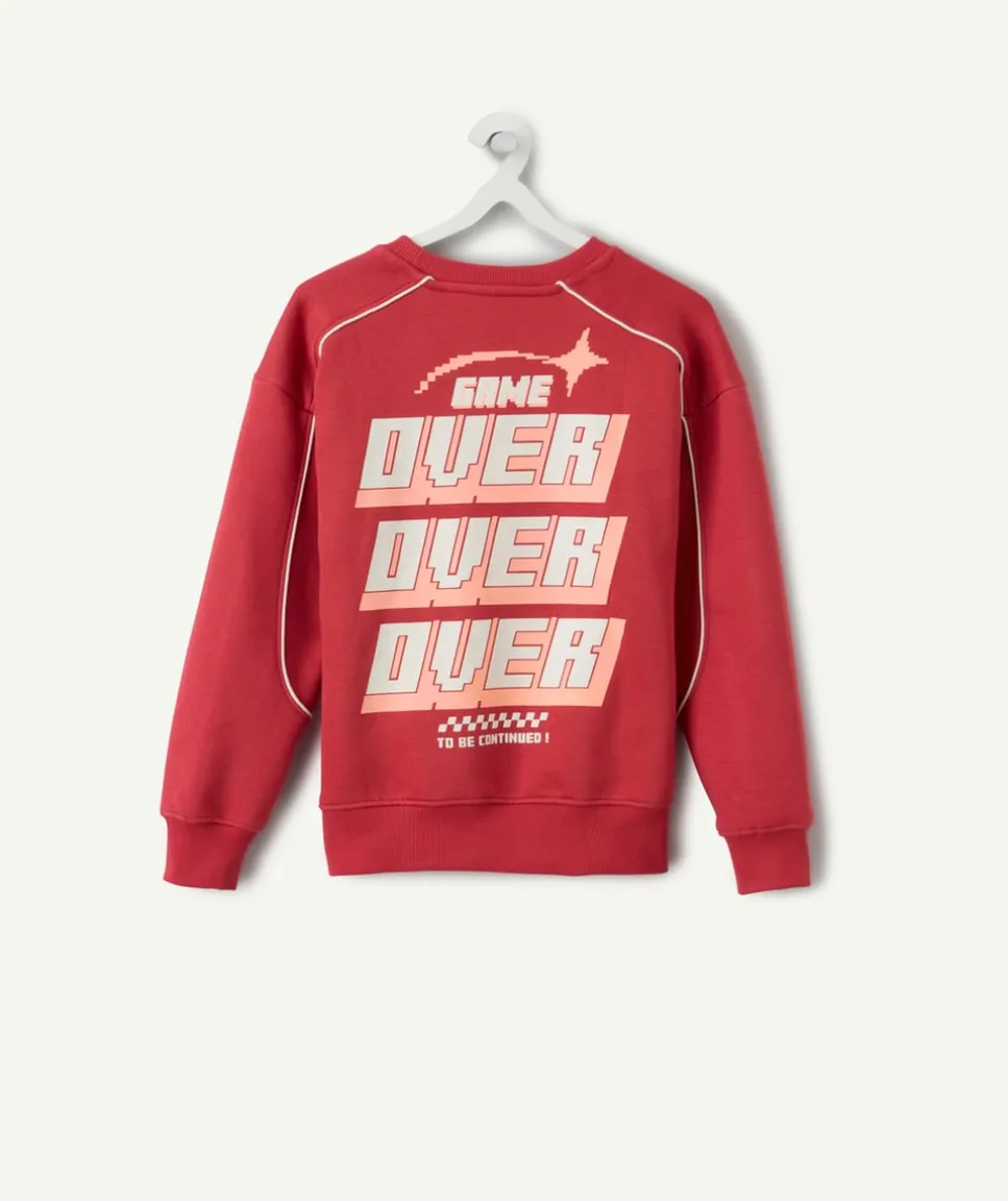 Sweat garçon droit rouge imprimé