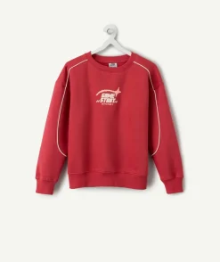 Sweat garçon droit rouge imprimé