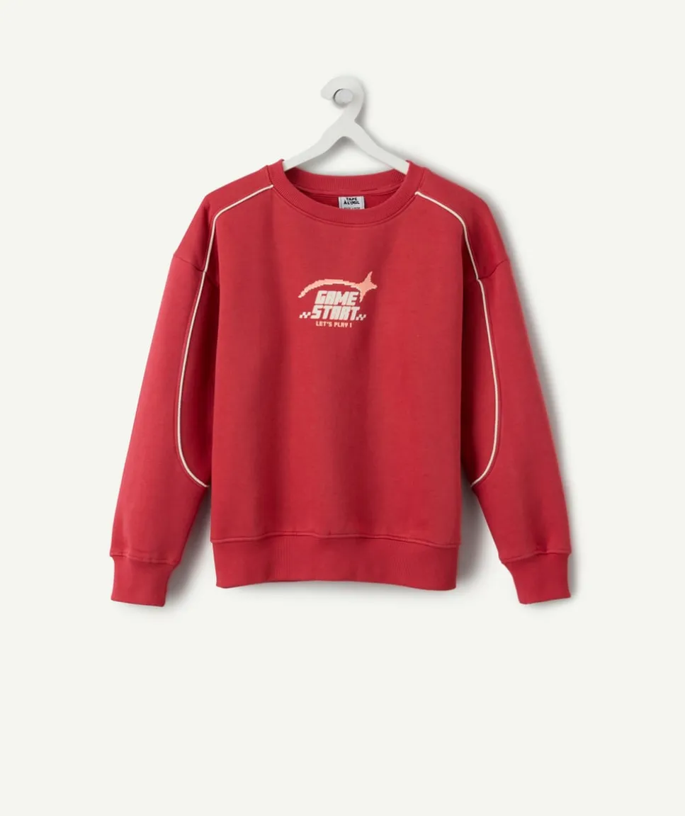Sweat garçon droit rouge imprimé