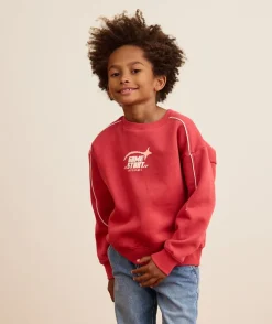Sweat garçon droit rouge imprimé