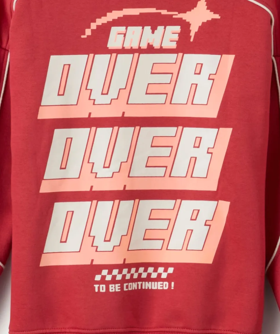 Sweat garçon droit rouge imprimé