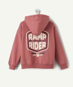 Sweat garçon droit vieux rose imprimé