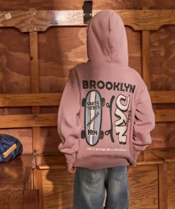 Sweat garçon droit vieux rose imprimé