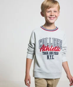 Sweat garçon gris imprimé américain