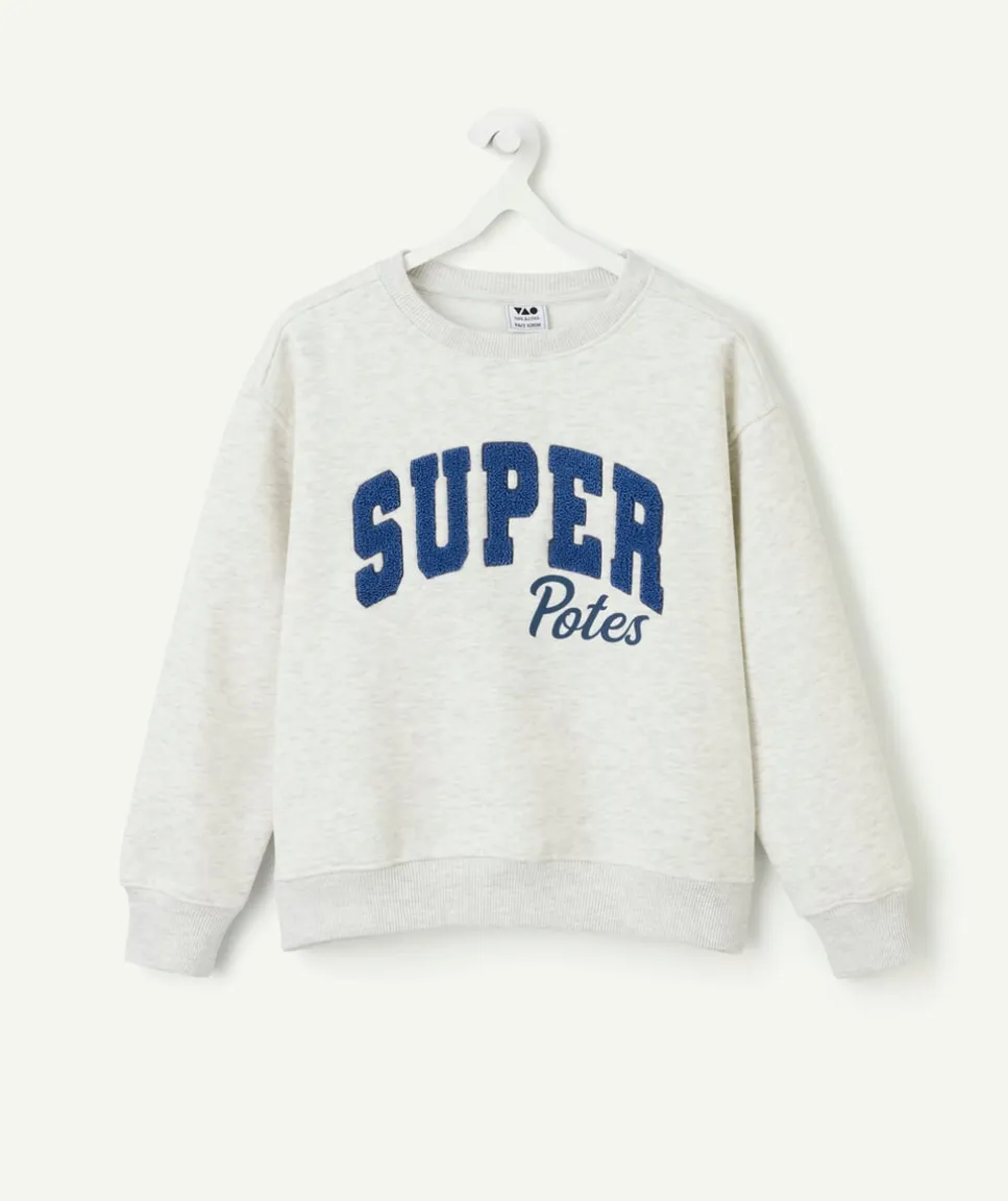 Sweat garçon gris imprimé super potes
