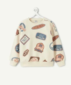 Sweat garçon imprimé fantaisie beige