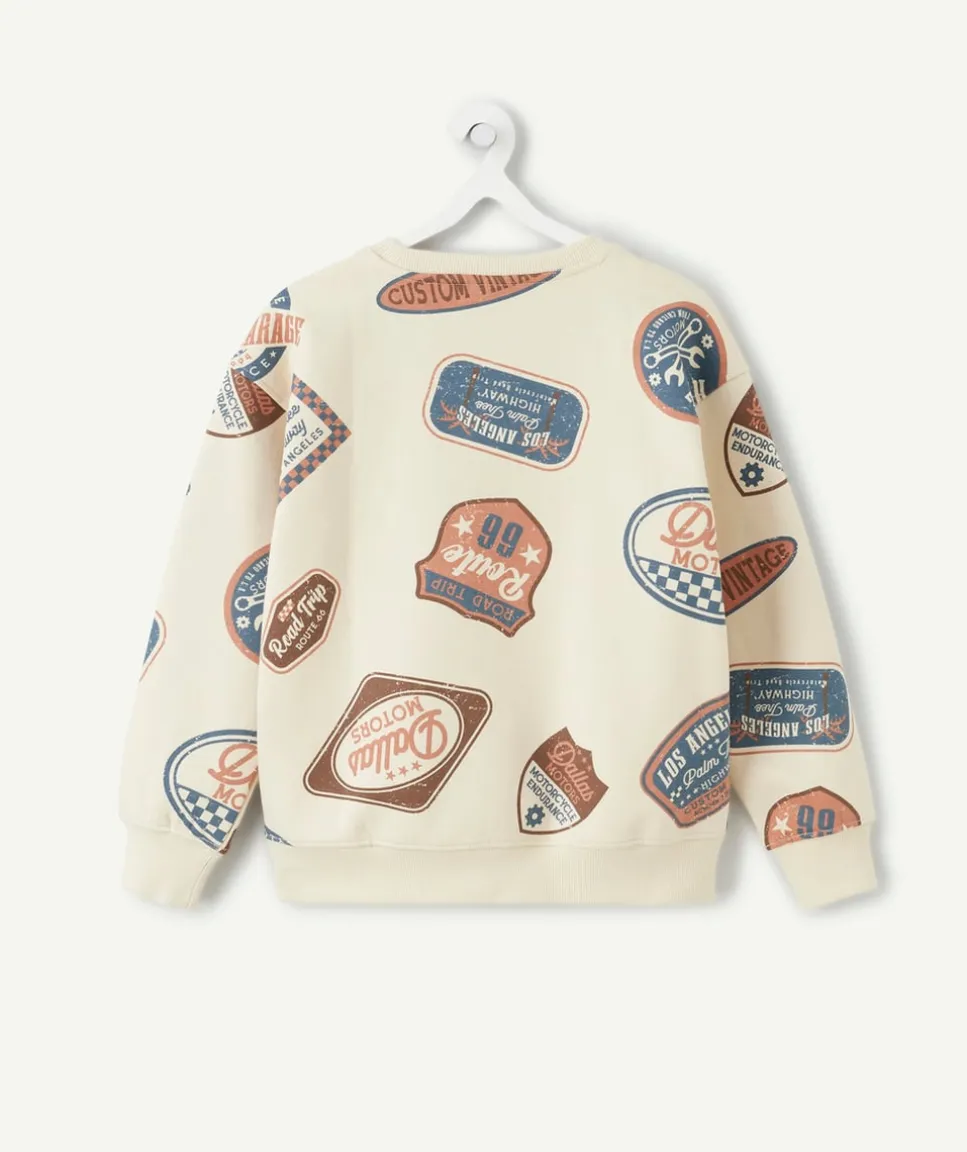 Sweat garçon imprimé fantaisie beige