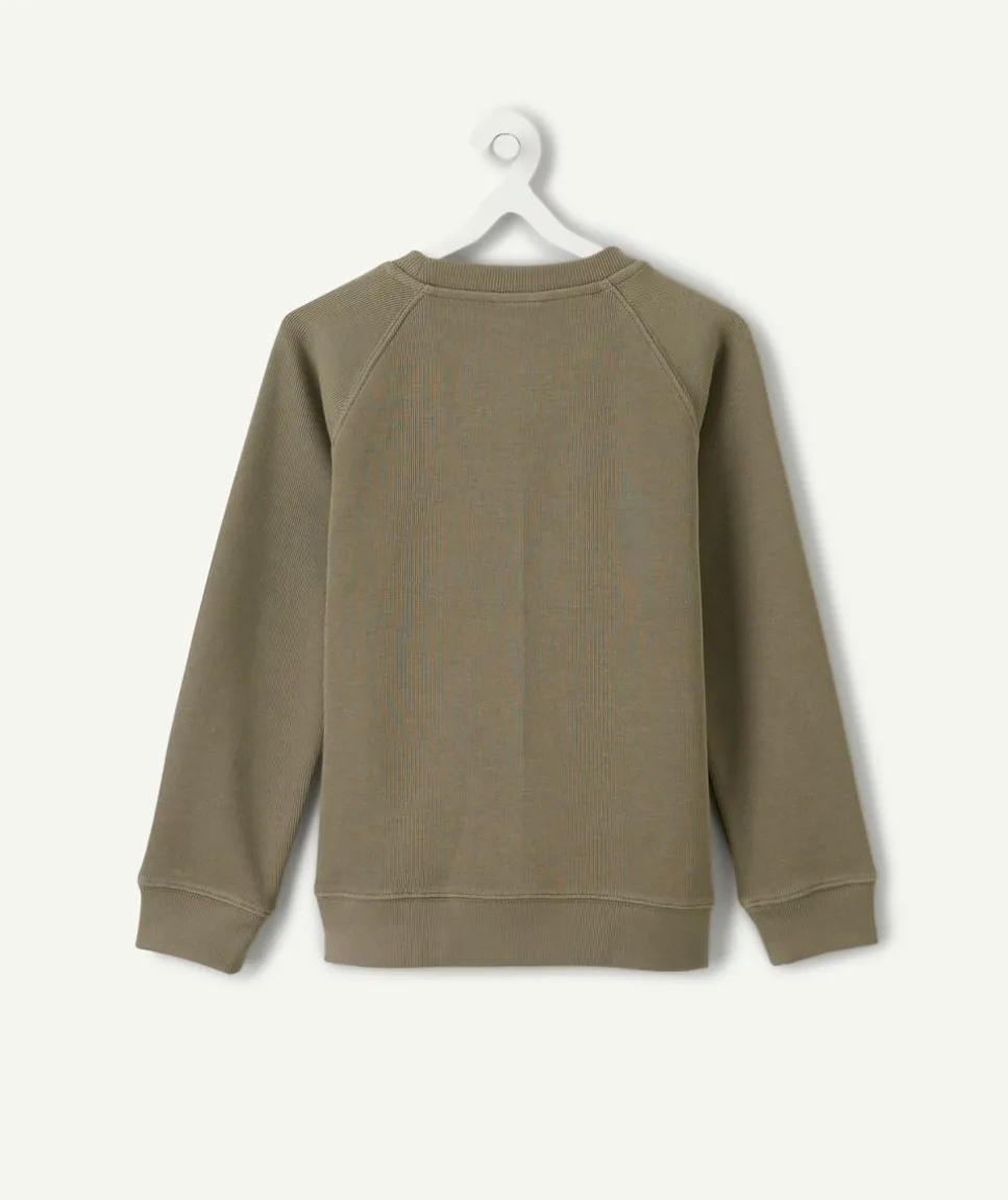 Sweat garçon kaki imprimé
