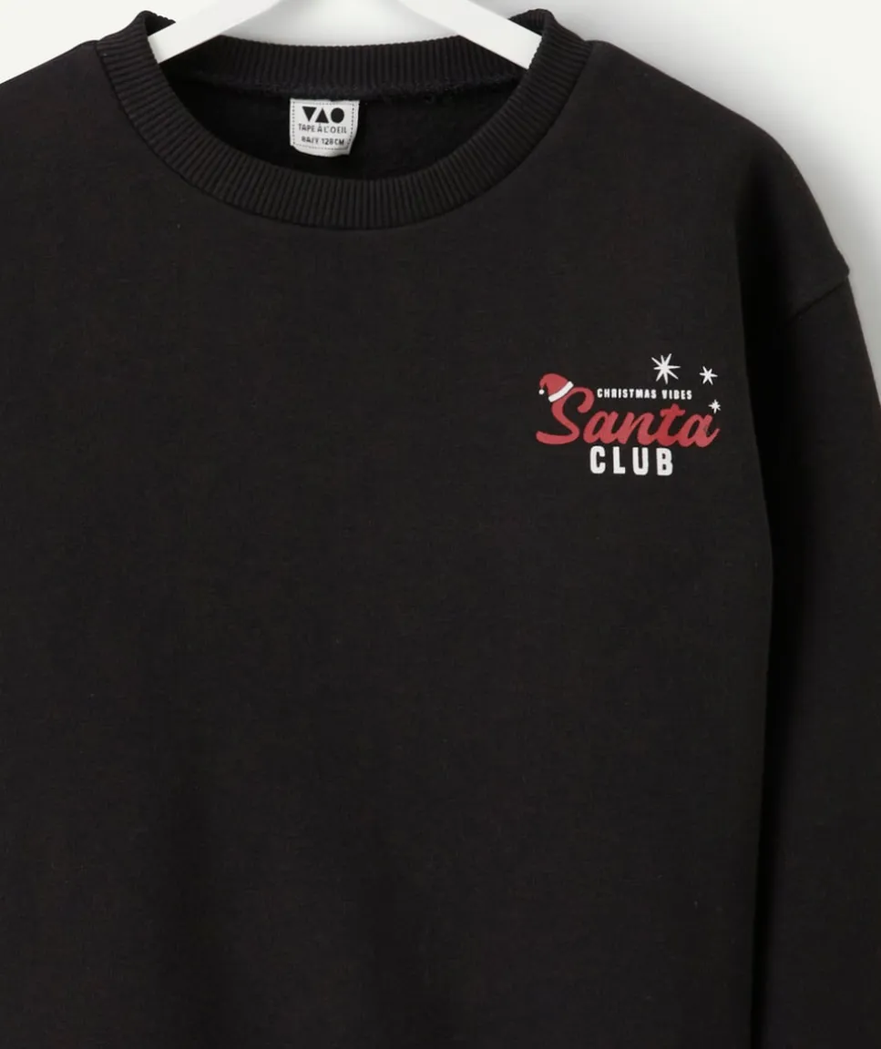 Sweat garçon noir imprimé noël