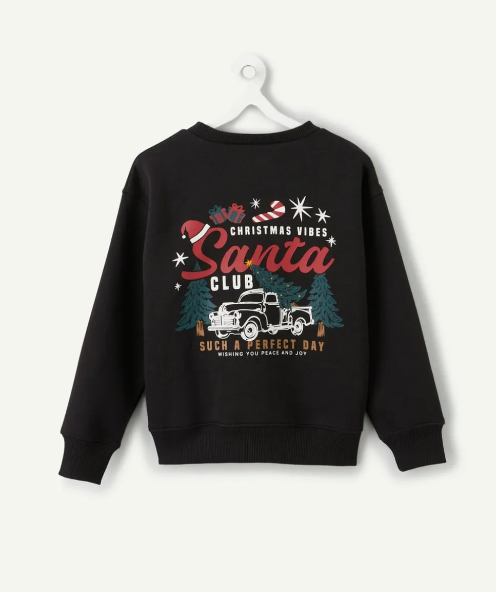 Sweat garçon noir imprimé noël