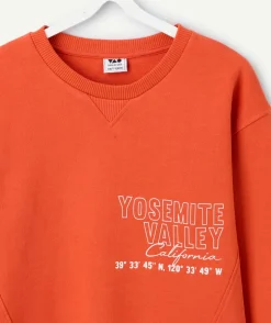 Sweat garçon orange imprimé california