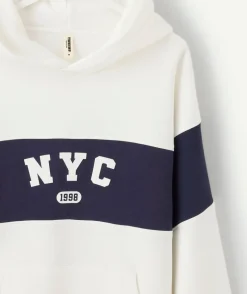 Sweat garçon oversize blanc imprimé