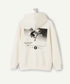 Sweat garçon oversize écru imprimé
