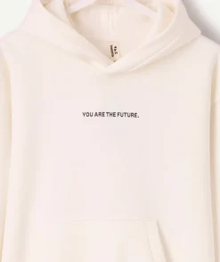 Sweat garçon oversize écru imprimé