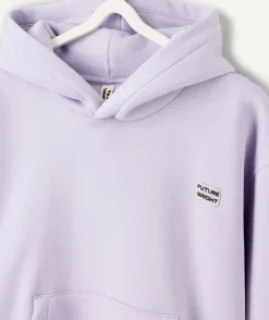 Sweat garçon oversize violet imprimé