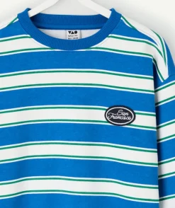 Sweat garçon rayé bleu