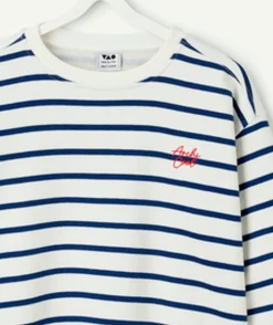 Sweat garçon rayé bleu et blanc