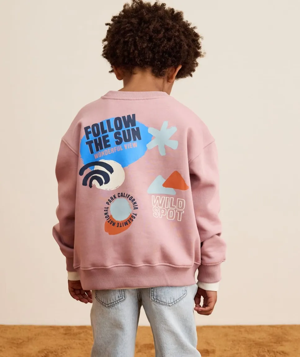 Sweat garçon rose imprimé message