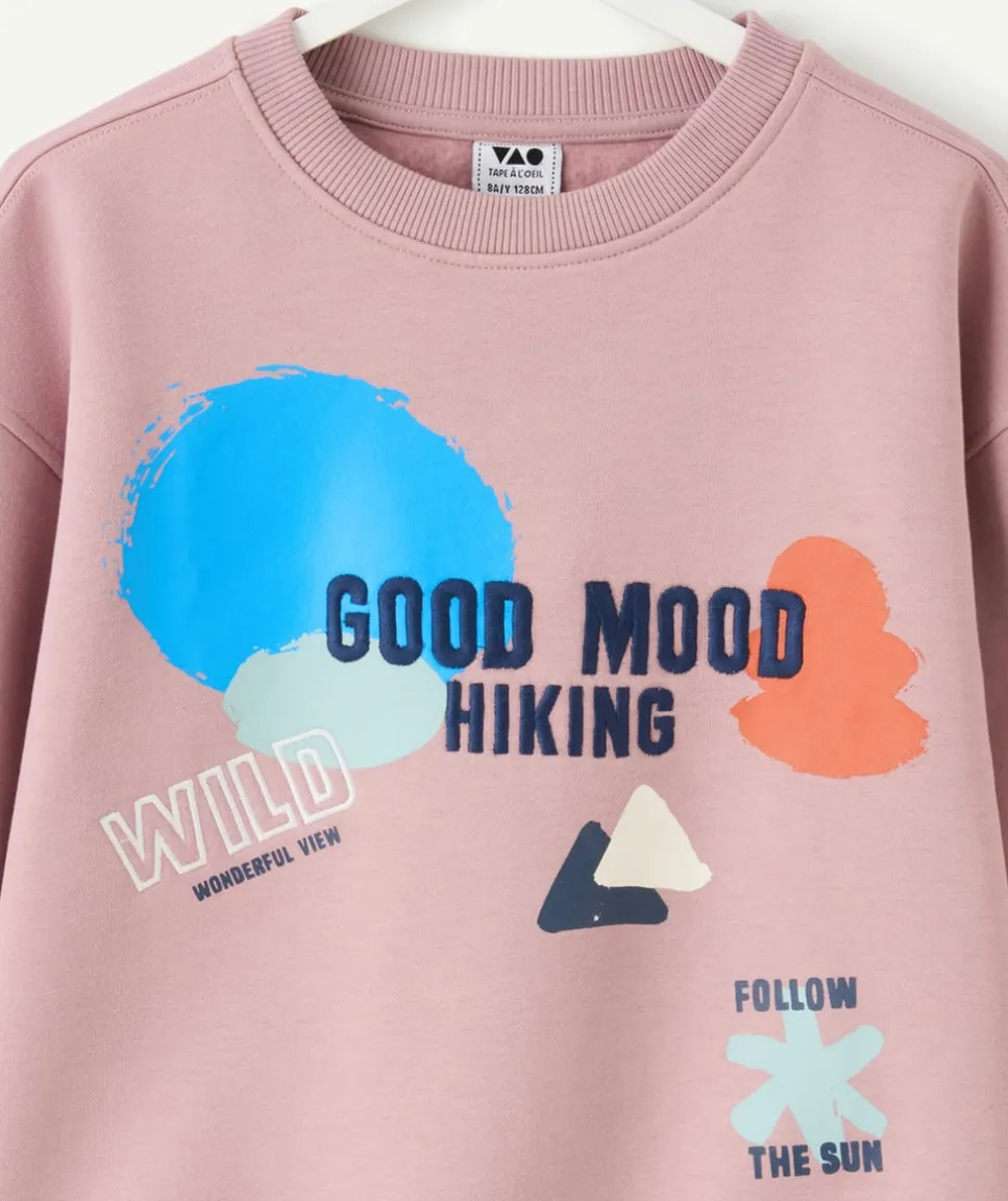 Sweat garçon rose imprimé message