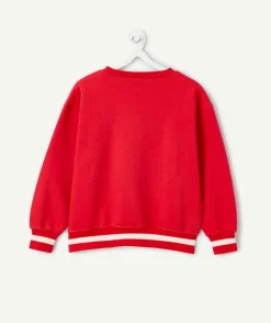 Sweat garçon rouge imprimé blanc