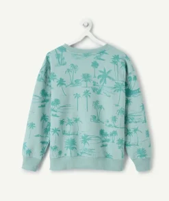 Sweat garçon vert imprimé palmiers