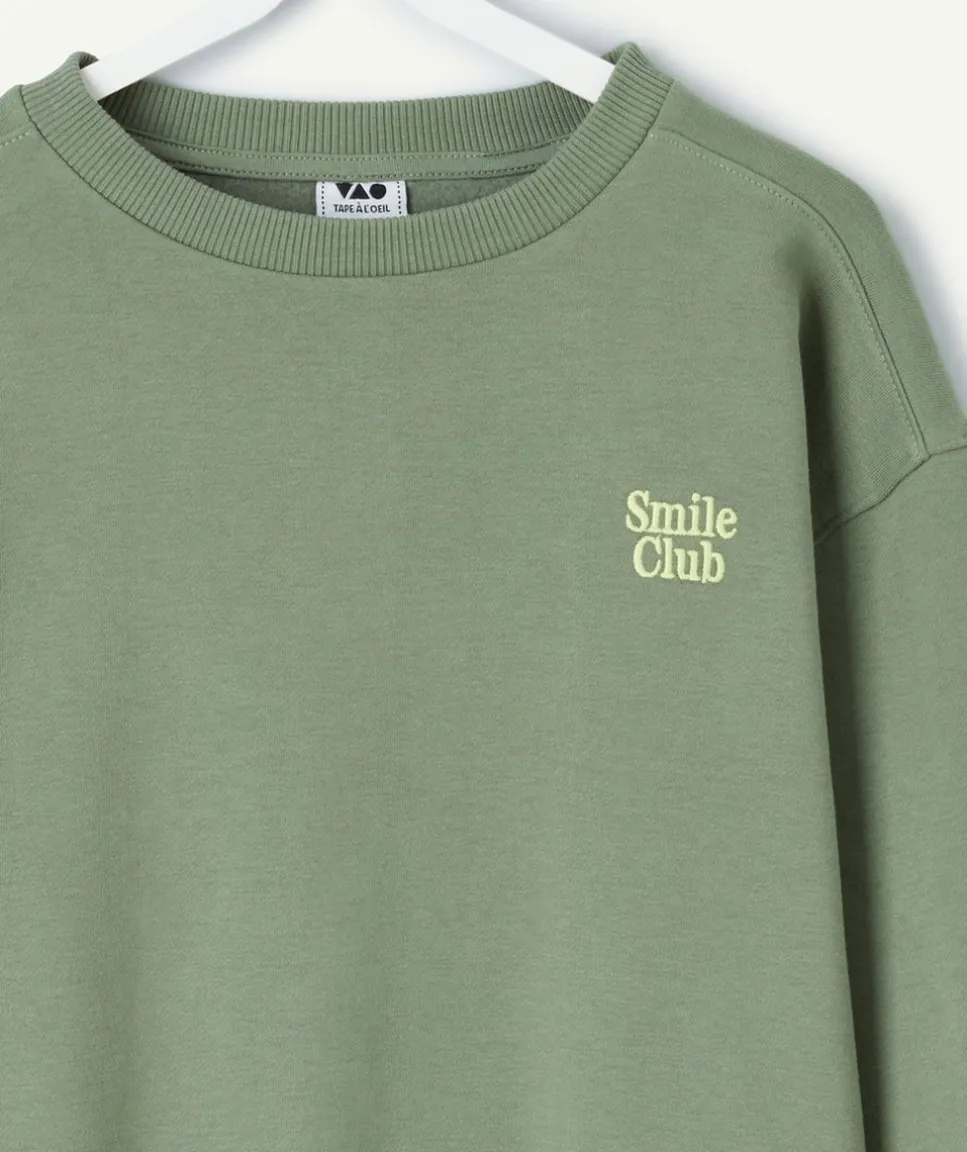 Sweat garçon vert message
