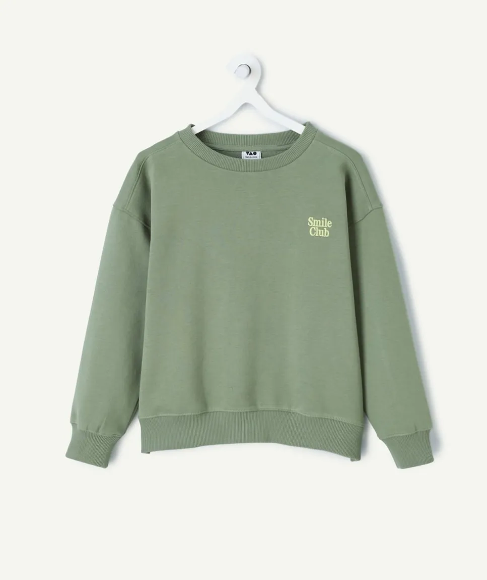 Sweat garçon vert message