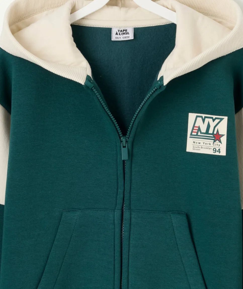 Sweat garçon zippé colorblock