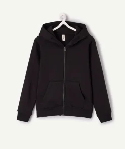 Sweat garçon zippé noir imprimé