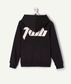 Sweat garçon zippé noir imprimé