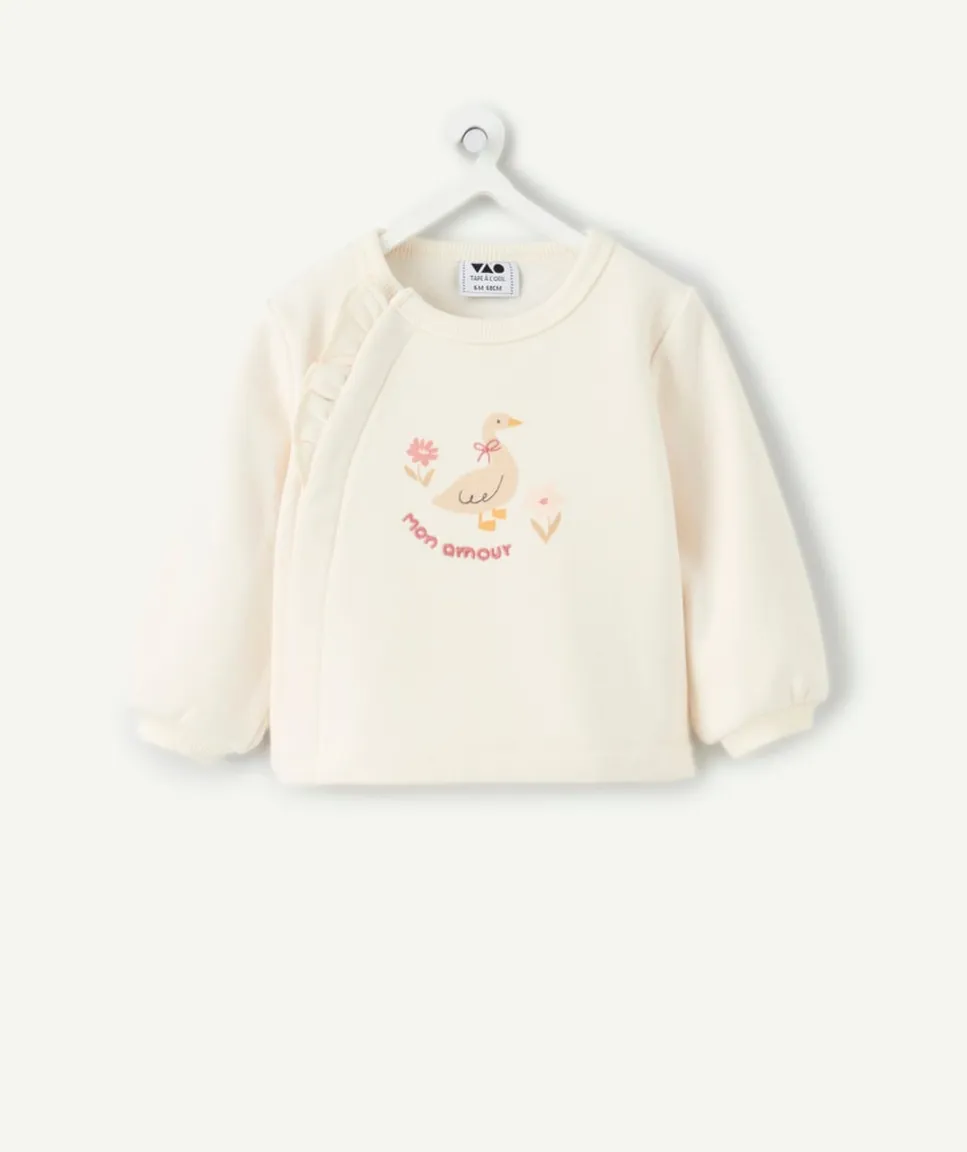 Sweat naissance fille écru imprimé canard