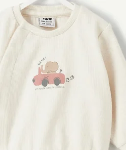 Sweat naissance garçon blanc imprimé éléphant