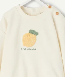 Sweat naissance garçon écru imprimé fruit
