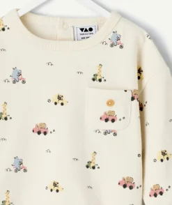 Sweat naissance garçon imprimé crème