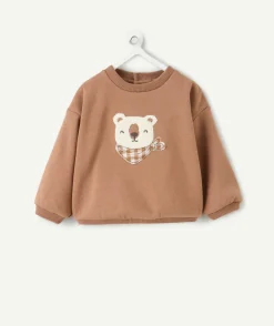 Sweat naissance garçon marron imprimé ours