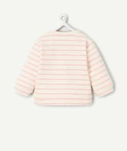 Sweat pour nouveau-né blanc et rose à rayures