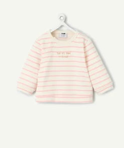 Sweat pour nouveau-né blanc et rose à rayures