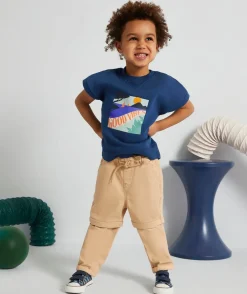 Sweat évolutif bleu marine en fibres recyclées avec floquage plage