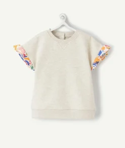 Sweat évolutif fille gris en fibres recyclées avec volants