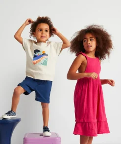 Sweat évolutif gris en fibres recyclées avec floquage plage