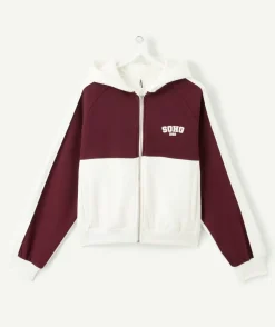 Sweat zippé fille droit bicolore