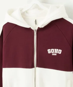 Sweat zippé fille droit bicolore