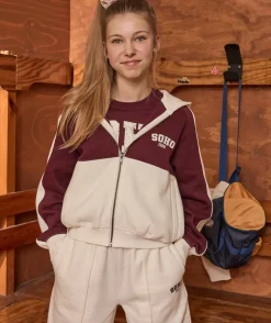 Sweat zippé fille droit bicolore