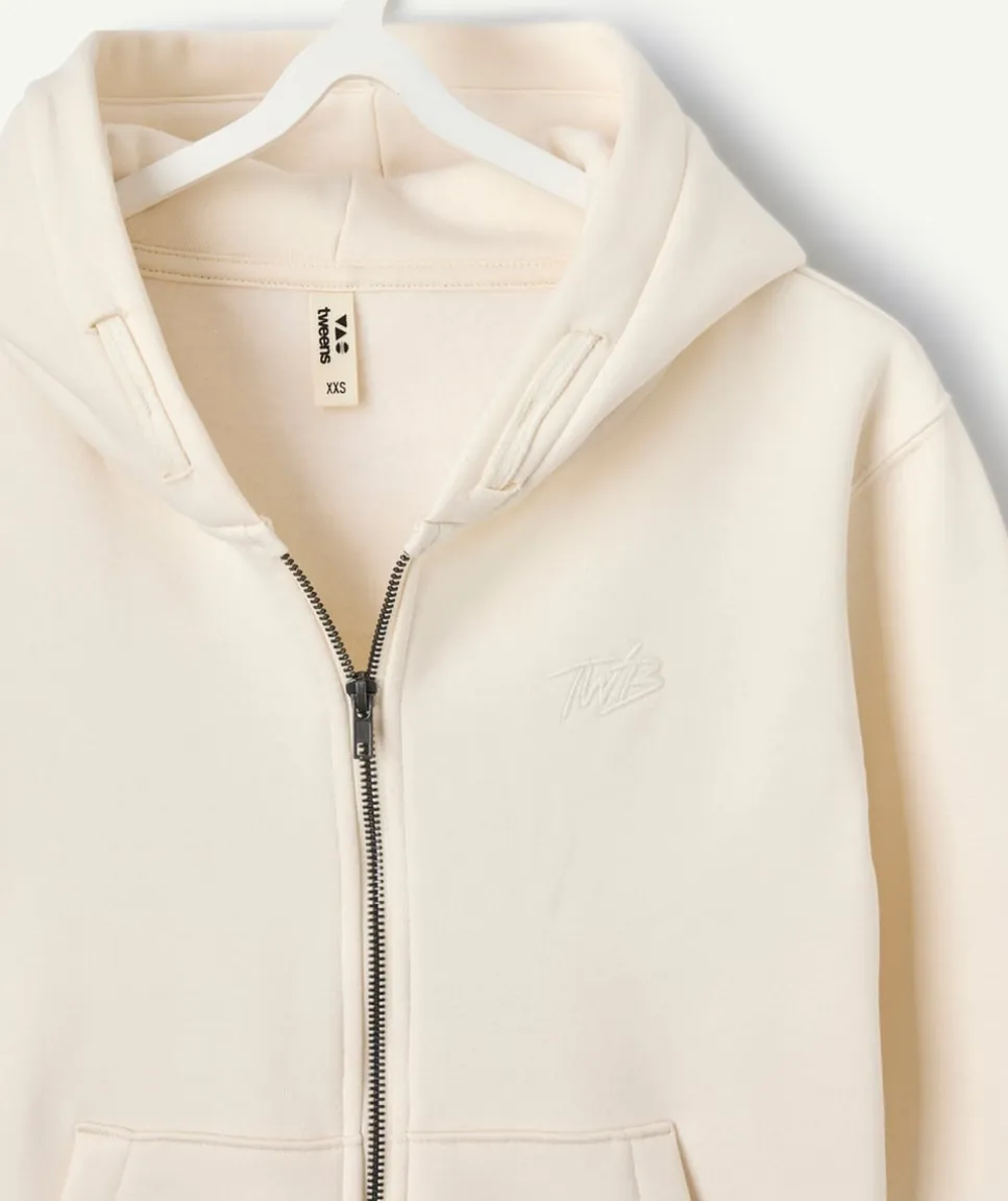 Sweat zippé garçon droit écru