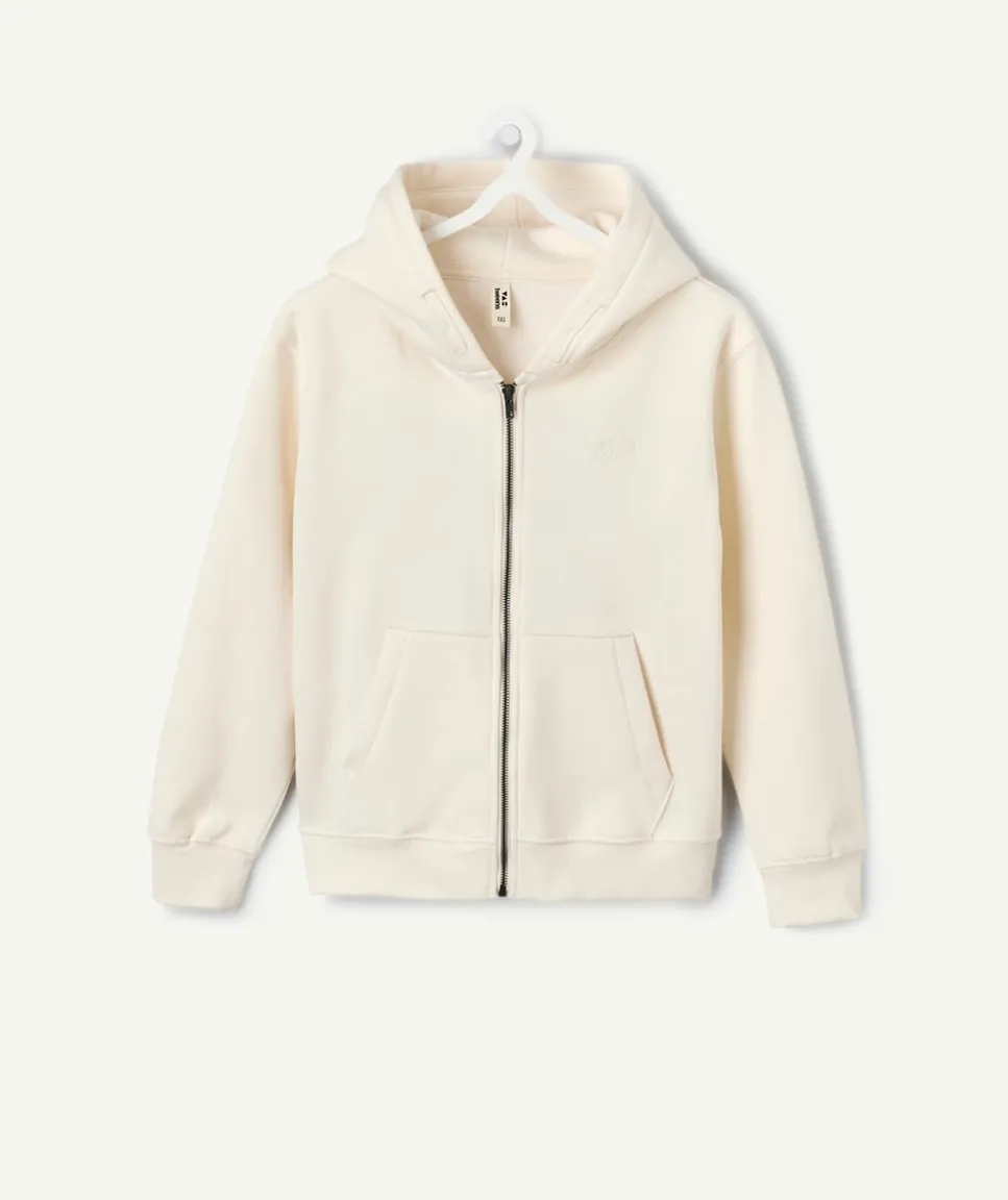 Sweat zippé garçon droit écru