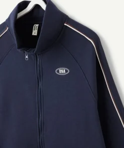 Sweat zippé garçon droit marine