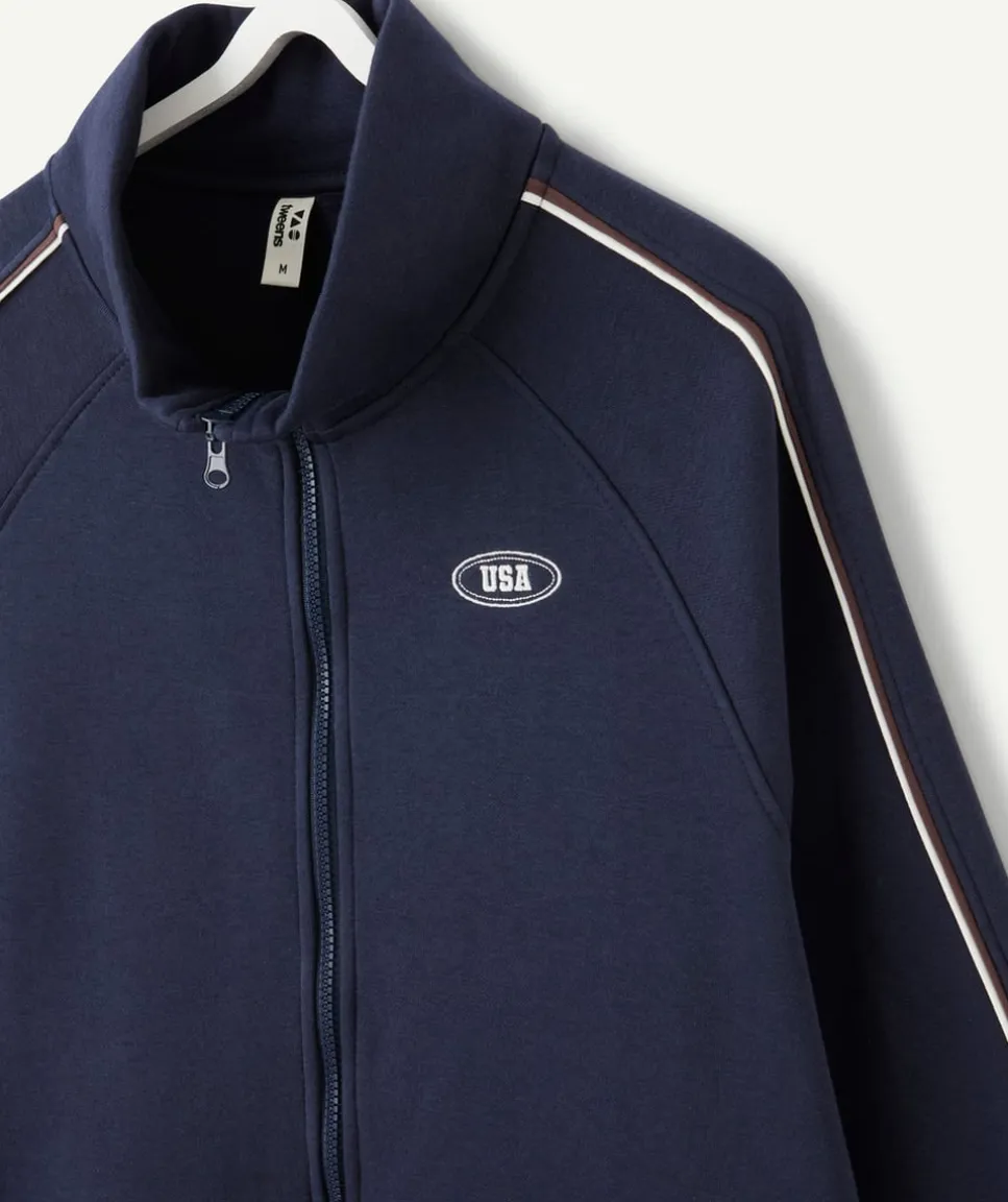Sweat zippé garçon droit marine
