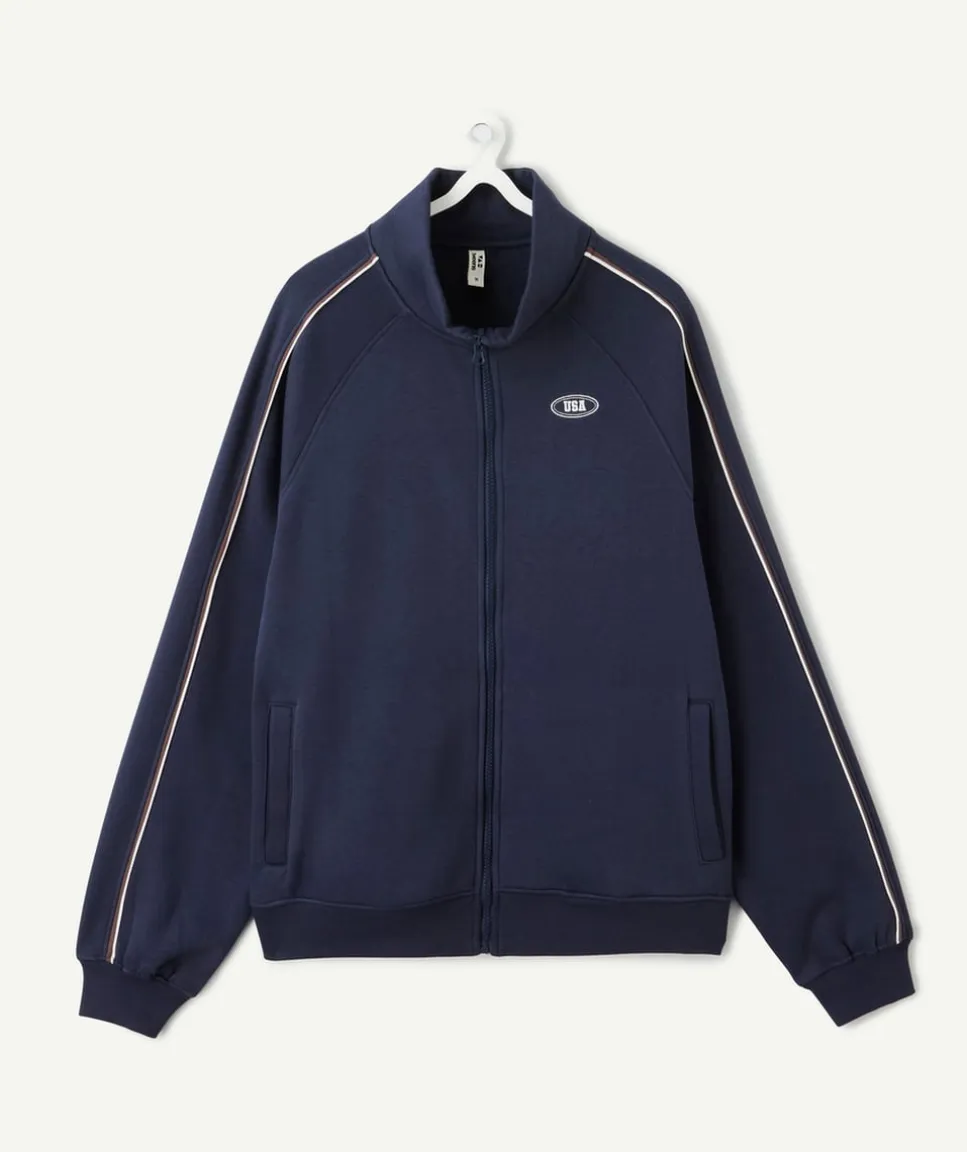 Sweat zippé garçon droit marine